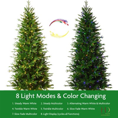 6.5' Green Fir Artificial Christmas Tree with Multicolor LED Lights