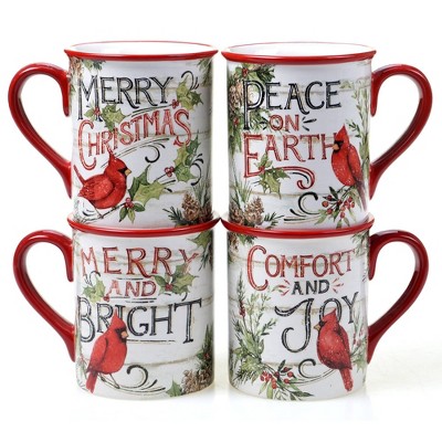 16oz 4pk Earthenware Evergreen Christmas Mugs - Certified International