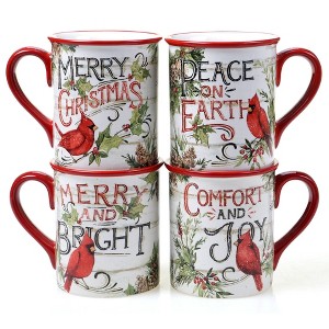16oz 4pk Earthenware Evergreen Christmas Mugs - Certified International - 1 of 3