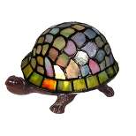 8" x 8" x 4" Tiffany Style Turtle Accent Lamp Green/Blue - Warehouse of Tiffany