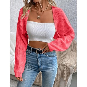 Women's Lightweight Shrug Sweater for Dresses & Tops Long Sleeve Open Front Knit Crop Bolero Cardigan - 1 of 4