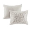 Sapphtopaz Duvet Cover Set Tufted Chenille Medallion Embroidery Solid Color Bedding 3 Piece 1 Duvet Cover, 2 Pillow Shams - 3 of 4