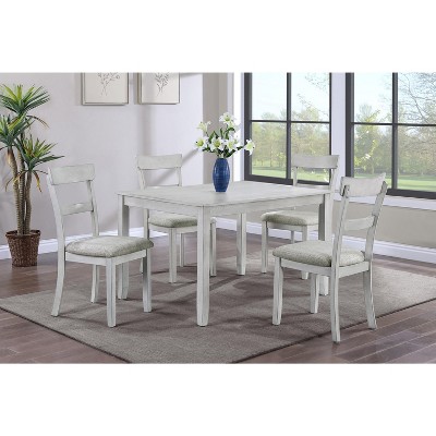 NicBex 48" Dining Table Set for 4 Faux Mable Top Dining Table with 4 Faux Leather Upholstered Side Chairs for Kitchen
