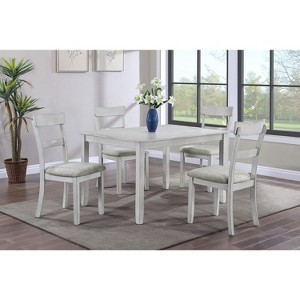 NicBex 48" Dining Table Set for 4 Faux Mable Top Dining Table with 4 Faux Leather Upholstered Side Chairs for Kitchen - 1 of 4