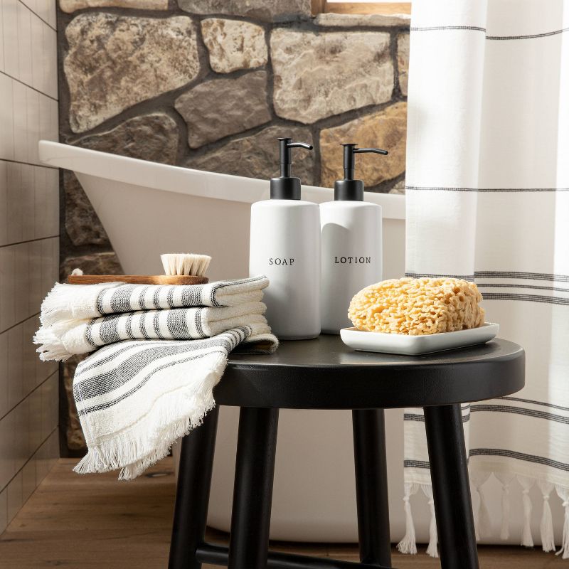 Multistripe Bath Towels Cream/Gray - Hearth & Hand™ with Magnolia, 3 of 12