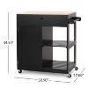 GDFStudio Lanier Contemporary Wood Kitchen Cart with Wheels, Black/Natural - 3 of 4