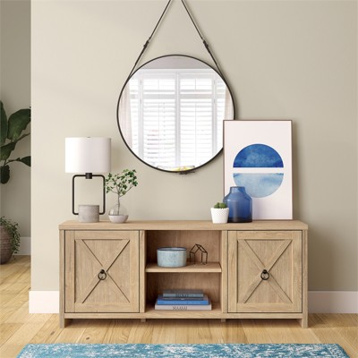 Modern Farmhouse 58" White Oak TV Stand with Hidden Storage