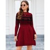 Clearlove  Women Christmas Long Sleeve Knitted Crewneck High Waist A-Line Mini Sweater Dress - 4 of 4