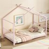 LOVMOR Twin Size Metal House Platform Beds with Slat Kit,Montessori Bed Frame w/House Roof for Kids,No Box Spring Needed,Easy to Assemble,Pink - 3 of 4