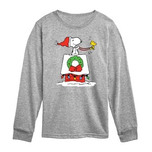 Boys' - Peanuts - House Sleigh Long Sleeve Graphic T-Shirt - 1 of 4