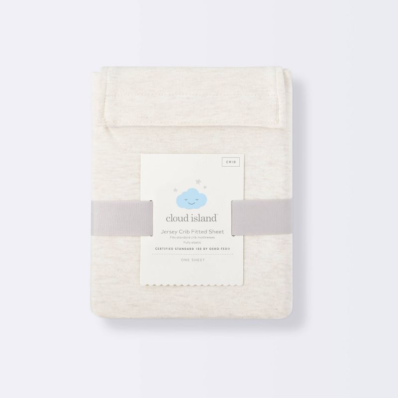 Fitted Jersey Crib Sheet Knit Oatmeal Heather - Cloud Island&#8482; Oatmeal, 6 of 7