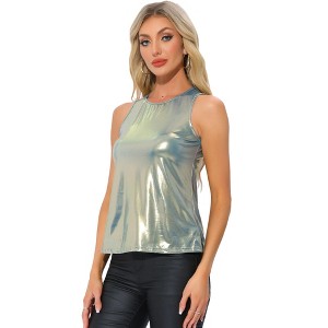 INSPIRE CHIC Women's Metallic Sleeveless Club Party Shiny Tank Top - 1 of 4