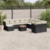 vidaXL Patio Sofa Set with Cushions Outdoor Furniture 12 Piece Poly Rattan - Black and Cream - 2 of 4