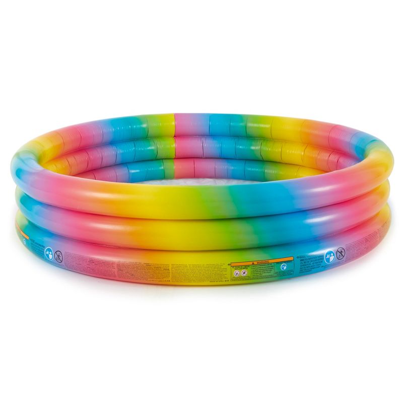 Intex 58449EP Rainbow Ombre 3 Ring Circular Inflatable Outdoor Swimming Pool with for Kids Ages 2 Years or Older, 4 of 7
