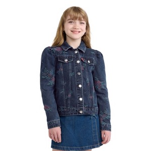 Levi's® Girls' Floral Denim Jacket With Bows - Dark Wash : Target