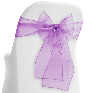 Lann's Linens 100-Pack Elegant Organza Chair Cover Sashes for Wedding, Banquet - 1 of 3