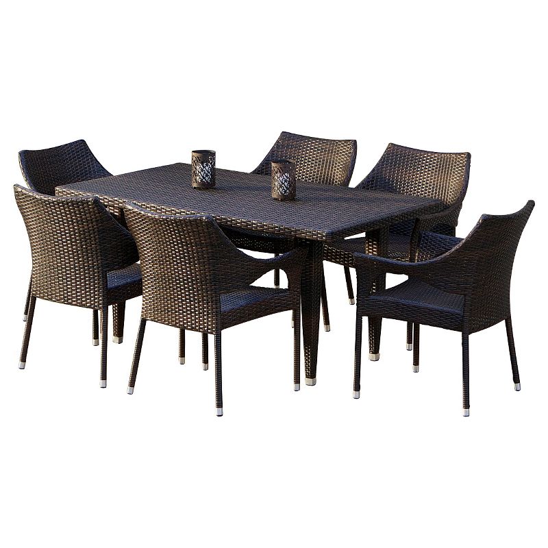 Cliff 7pc Wicker Patio Dining Set - Brown - Christopher Knight Home, 3 of 9