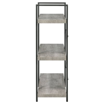 Pearl Silver Transitional 3-Shelf Bookcase in Gray Driftwood