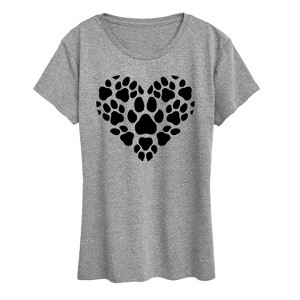 Women's - Instant Message - Pawprint Heart Short Sleeve Graphic T-Shirt - 1 of 4