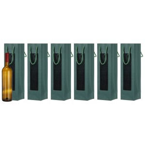 Unique Bargains Thick Kraft Paper Wine Gift Bags 13.7" x 3.7" x 3.5" 6 Pcs - 1 of 4