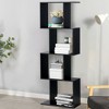 Costway 4-tier S-Shaped Bookcase Free Standing Storage Rack Wooden Display Decor Black - 3 of 4