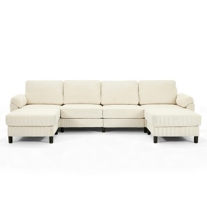 Beautyolove 6 - Piece Modular 116.5" U Shape Sectional Sofa With Removable Ottomans - 1 of 4