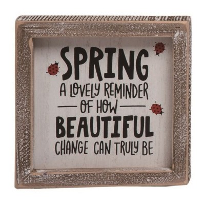 Transpac Wood 5.91 in. Multicolor Spring Beautiful Change Block Decor