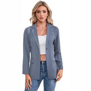 Coolmee Women's Blazer Long Sleeve Open Front Casual Single Breasted Office Blazer with Pockets - 1 of 4