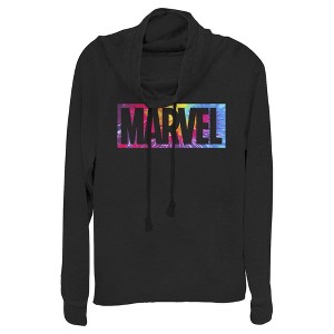 Juniors Womens Marvel Logo Tie-Dye Brick Cowl Neck Sweatshirt - 1 of 4