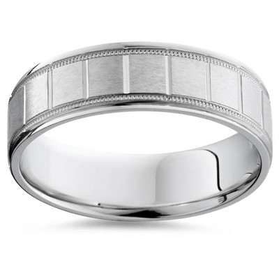 Pompeii3 Mens 14K White Gold Brushed Comfort Wedding Band Ring