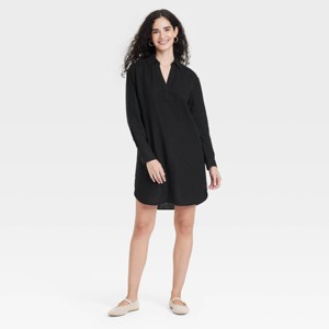 Women's Long Sleeve Popover Mini Shirtdress - Universal Thread™ - 1 of 3