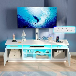 Greenstell 51/59 inch Modern TV stand for TVs, living room entertainment center with LED lights and charging station, swivel and height adjustable - 1 of 4