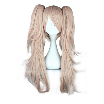 Unique Bargains Women's Curly Wigs 26" Pink with Wig Cap Synthetic Fibre