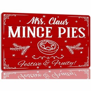 Lomsoe Mrs Claus Mince Pies Tin Sign Funny Christmas Metal Signs Retro Santa Sign Christmas Wall Art Decor For Home Cafe Shop 8x12 Inch - 1 of 1