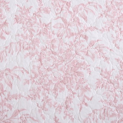 Pink Reversible Cotton Full Quilt Set with Shams