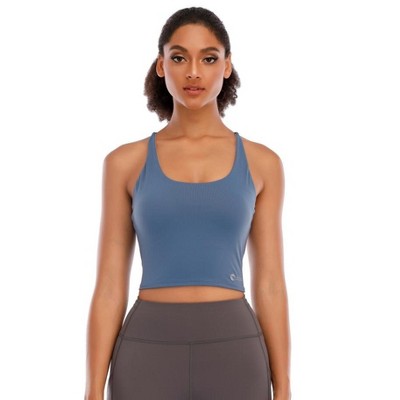 DOMETOUR Cross Back Athletic Yoga Sports Bra With Removable Chest Cushion