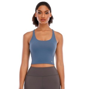 DOMETOUR Cross Back Athletic Yoga Sports Bra With Removable Chest Cushion - 1 of 4