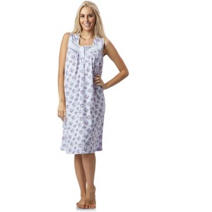 Casual Nights Women's Floral Embroidered/Lace Trim Sleeveless Nightgown - 1 of 3
