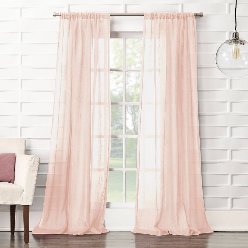 No. 918 Sheer Avril Crushed Texture Rod Pocket Curtain Panel, 1 of 15