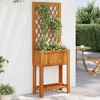 vidaXL Planter with Trellis and Shelf - Solid Acacia Wood, Outdoor Flower Box for Garden, Patio, Terrace - 21.7" L x 11.6" W x 59.8" H - 2 of 4
