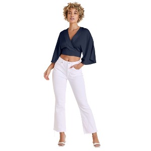 VENUS Womens Kimono Sleeve Faux Wrap Top - 1 of 4