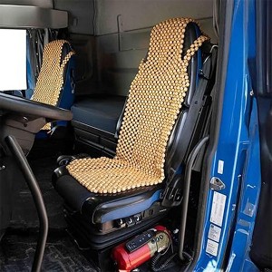 Zone Tech Beaded Seat Cover for Cars - Cooling, Massage Cushion, Car Seat Natural Wooden Beads for Semi Truck, Trailer, Car (Beige) - 1 of 4
