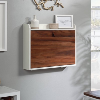 Pearl Oak and White Wall Mounted Floating Desk