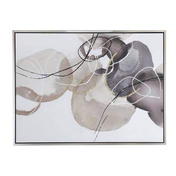 47"x35.5" Think of You I Watercolor Oil Painting on Frame Wall Art Canvas Gray/Silver - A&B Home