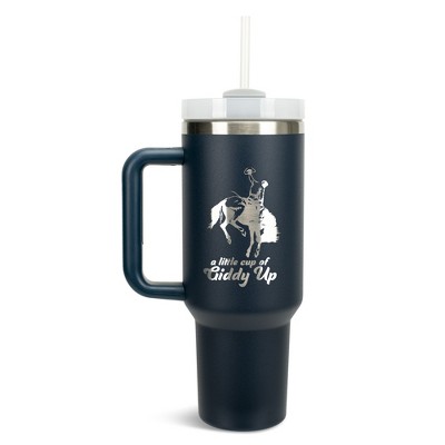 100 North Little Cup Of Giddy Up Cowboy Bucking Bronco Wrap-Around 40 Oz. Stainless Steel Water Bottle Coffee Mug, Spill & Leak Resistant, Travel
