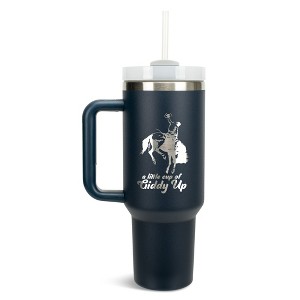 100 North Little Cup Of Giddy Up Cowboy Bucking Bronco Wrap-Around 40 Oz. Stainless Steel Water Bottle Coffee Mug, Spill & Leak Resistant, Travel - 1 of 4