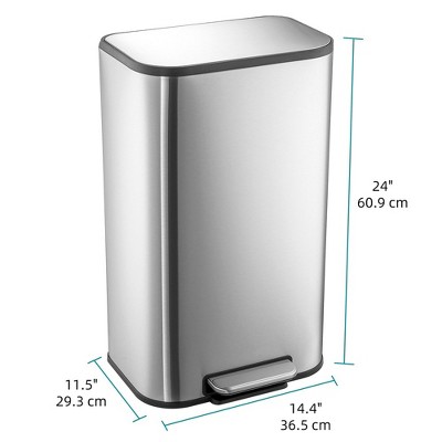 30 Liter Silver Stainless Steel Pedal Trash Can