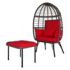 Bigget Outdoor Steel Rattan Patio Egg Lounge Chair, Red - 2 of 4