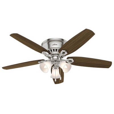 52" Brushed Nickel Low Profile Ceiling Fan with Lights