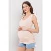 Hello Miz Women's Ribbed Side Ruched Maternity Tank Top - Blush - Small - 2 of 4